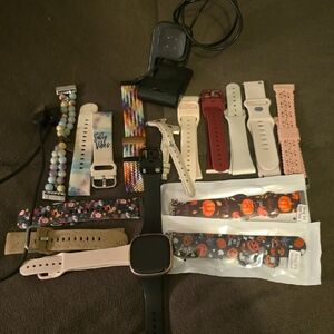 Fitbit Versa 4 W/ 15 Bands & Chargers